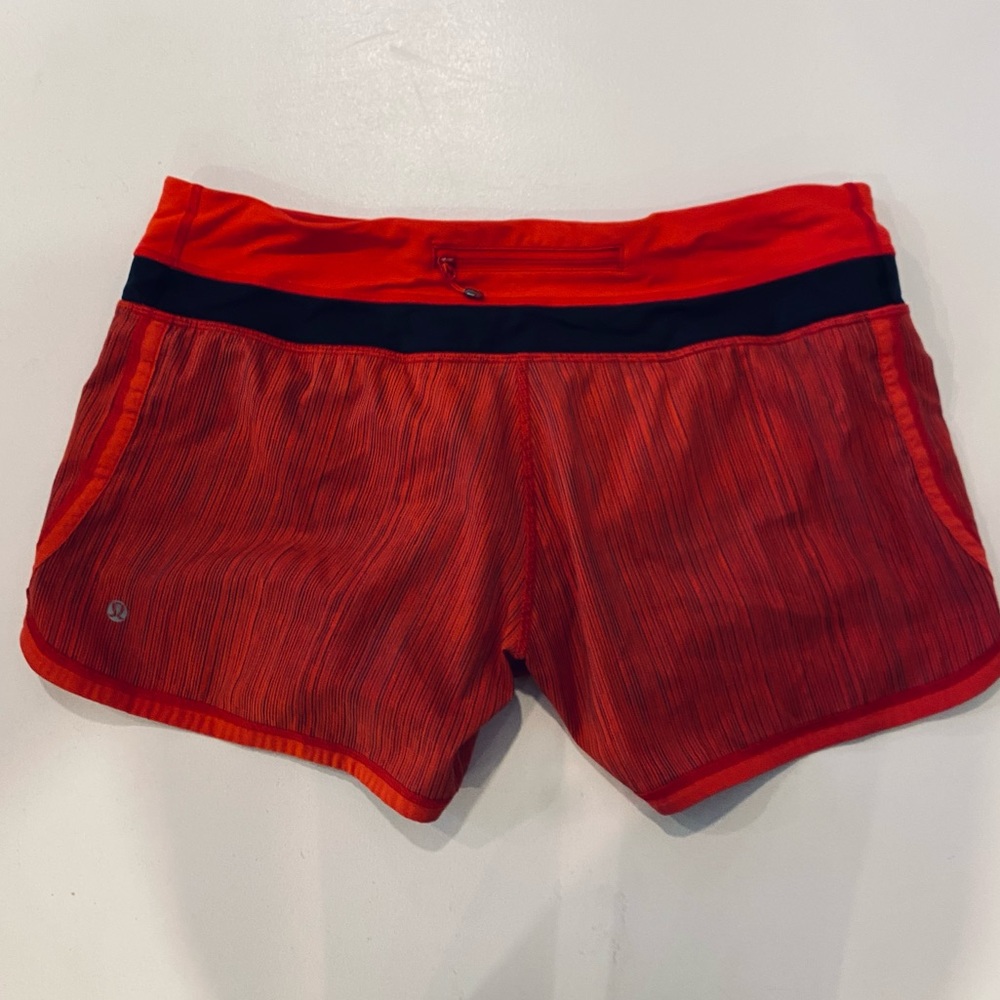 Lululemon Womens Groovy Run Short Striped Red Orange Size 10